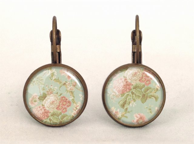 Retro róże - małe kolczyki wiszące - Egginegg