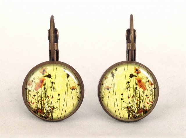 Polne kwiaty - małe kolczyki wiszące - Egginegg