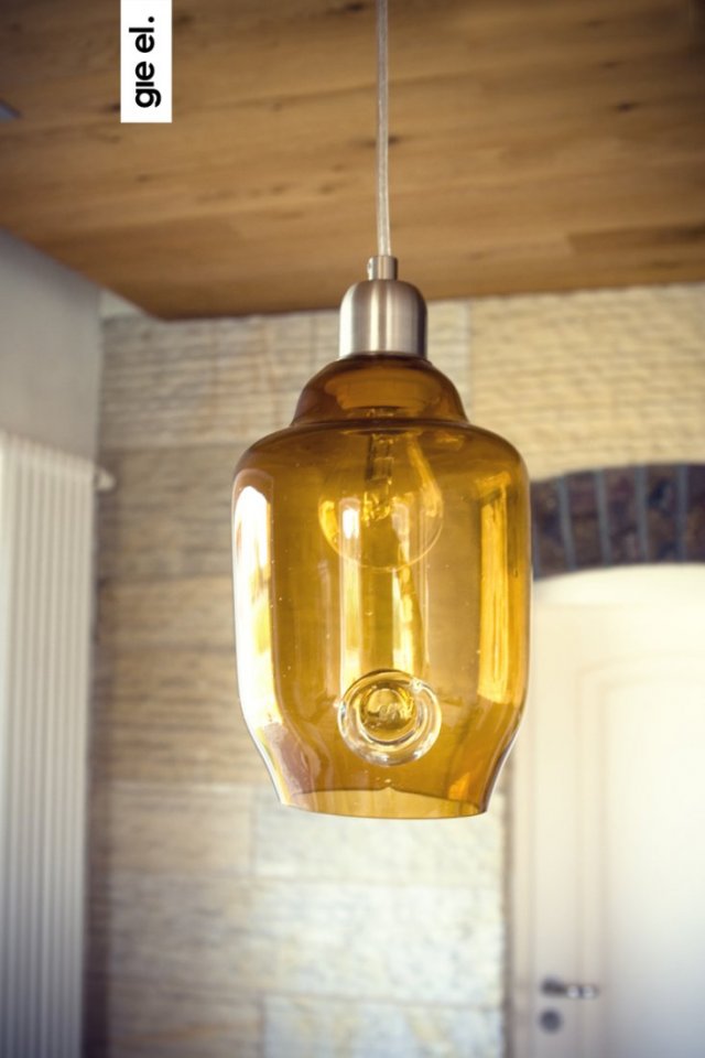 lampa wisząca szklana miodowa BEE small