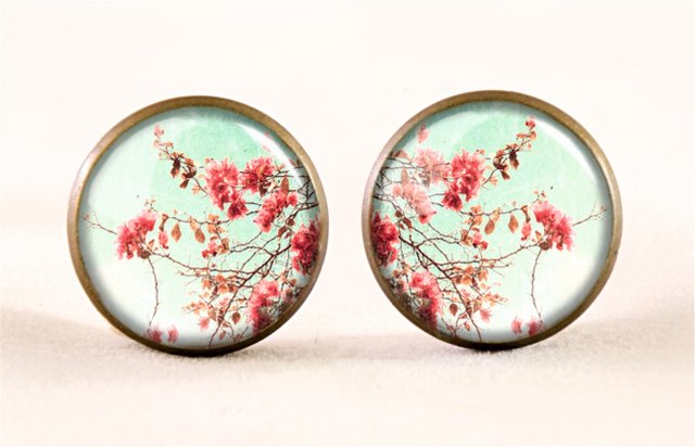 Retro kwiaty - kolczyki sztyfty - Egginegg