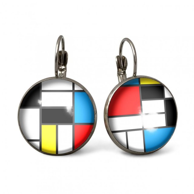 Mondrian 0137 - duże kolczyki wiszące - Egginegg