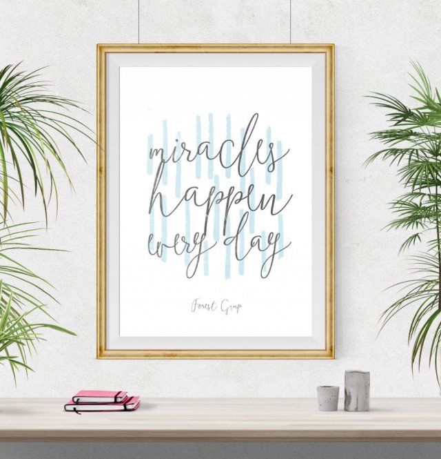 Plakat cytat Forrest Gump -miracles - A3