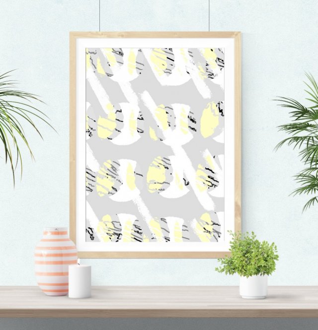 Plakat gray & yellow Teksture - A4