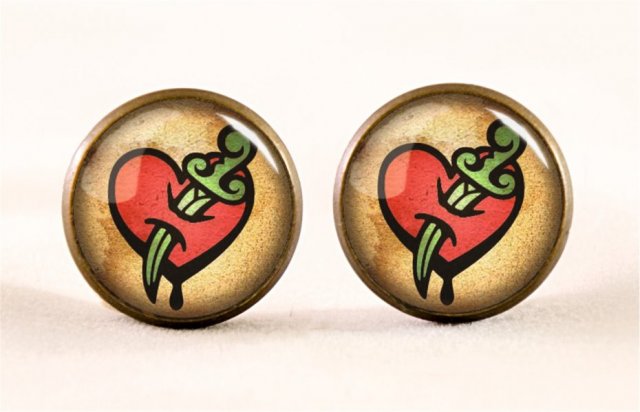 Waleczne serce - kolczyki sztyfty - Egginegg