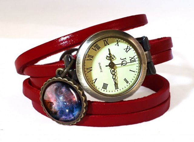 Carina Nebula - zegarek / bransoletka na skórzanym pasku - Egginegg