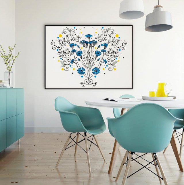 Kwiaty naszych pól... chabry - ilustracja 30x40 cm.