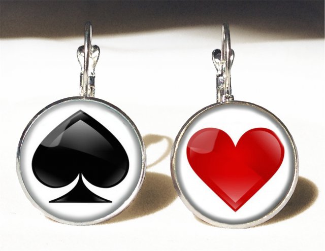 Pik i kier - duże kolczyki wiszące - Egginegg