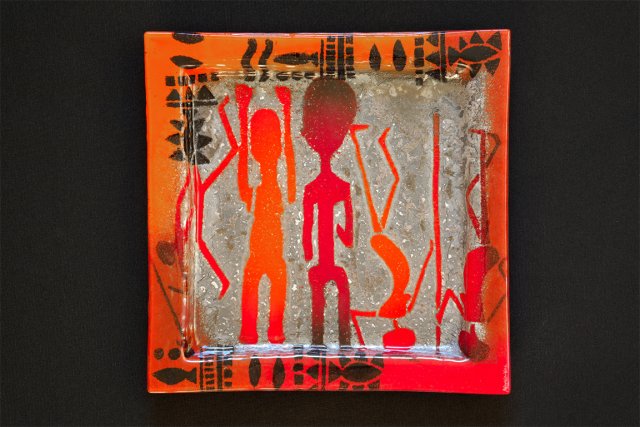 TALERZ SZKLANY PATERA KWADRATOWA AFRYKA 35  X 35 CM