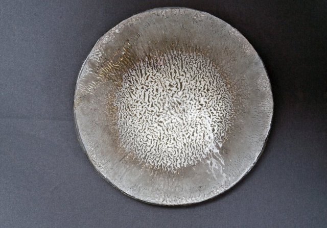 OKRĄGŁA SZKLANA PATERA  TALERZ  SREBRO 32 CM