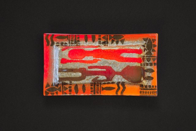 SZKLANY TALERZ PATERA PROSTOKĄTNA AFRYKA 35 X 19 CM