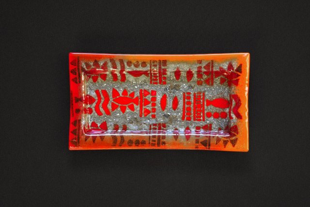 szklany TALERZ PATERA PROSTOKĄTNA AFRYKA  35  X 19 CM