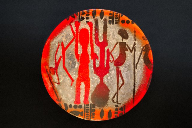 SZKLANY TALERZ PATERA OKRĄGŁA AFRYKA 32 CM