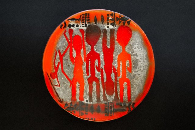 SZKLANY TALERZ PATERA OKRĄGŁA AFRYKA 37 CM