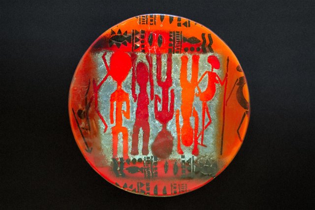 szklany TALERZ PATERA OKRĄGŁA AFRYKA  43 CM