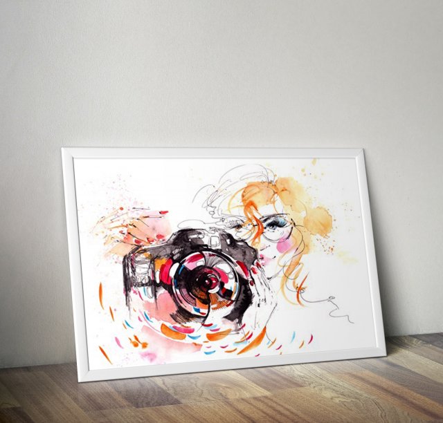 Plakat dziewczyna z aparatem 50x70