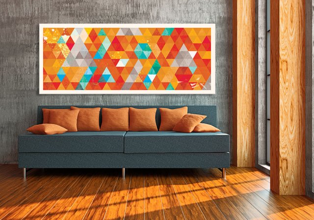 OBRAZ NA PŁÓTNIE 150x60cm TRÓJKATY