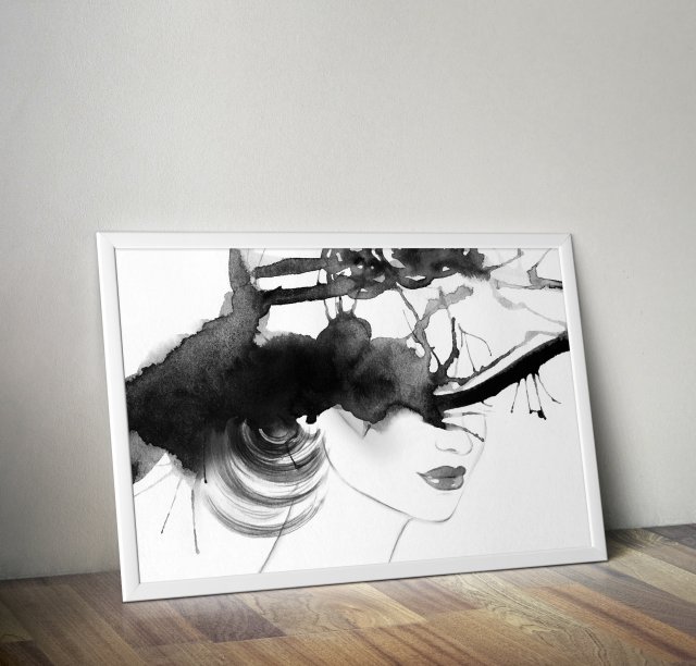 Plakat Kobieta w kapeluszu black
