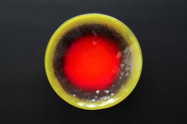 SZKLANY TALERZ PATERA OKRĄGŁA WULKAN SELEDYNOWY 23 CM