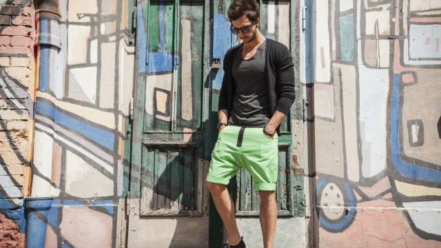 Button drill short pants krótkie spodenki zielone