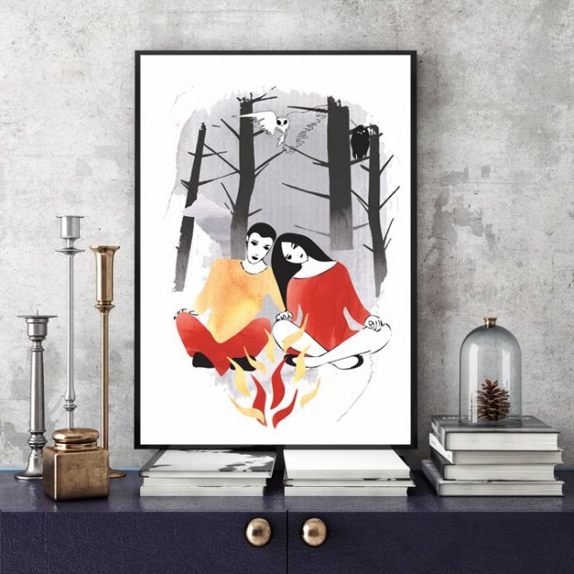 Ciepło w Zimowym Lesie... art print A4