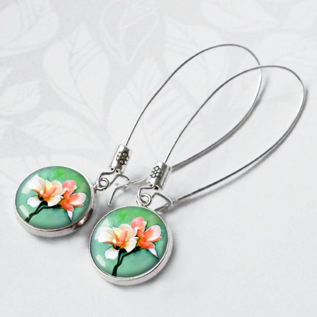 MAGNOLIA kolczyki unikatowe z grafiką w szkle