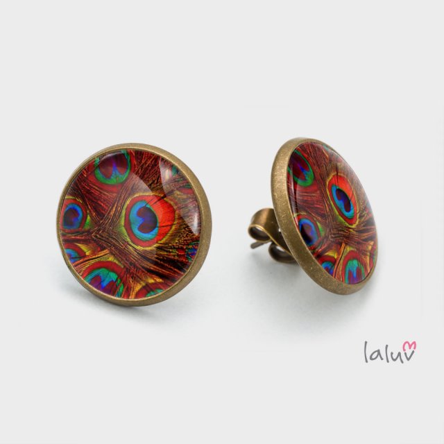 Kolczyki sztyfty PAWIE PIÓRA