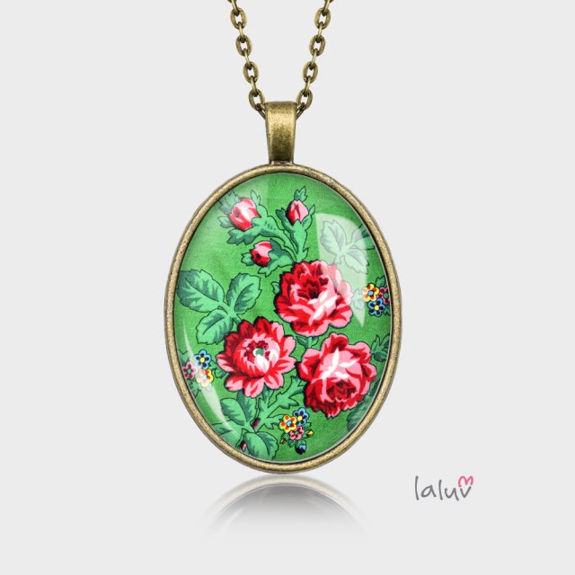 Medalion owalny GREEN ROSES