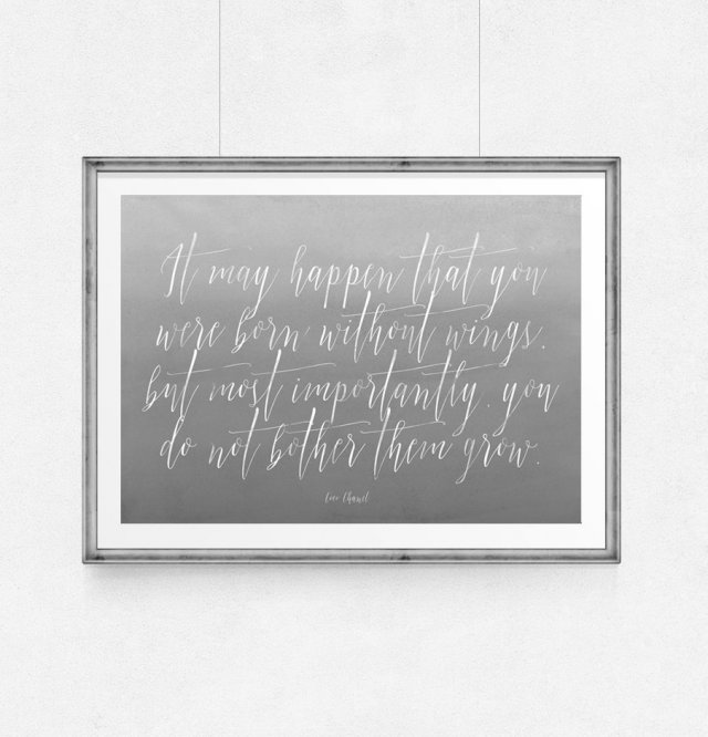 Plakat cytat COCO CHANEL kolor...A3