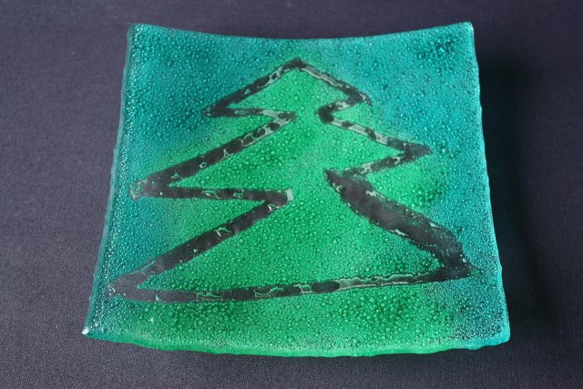 TALERZ KWADRATOWY CHOINKA ZIELONA 23 cm x 23 cm