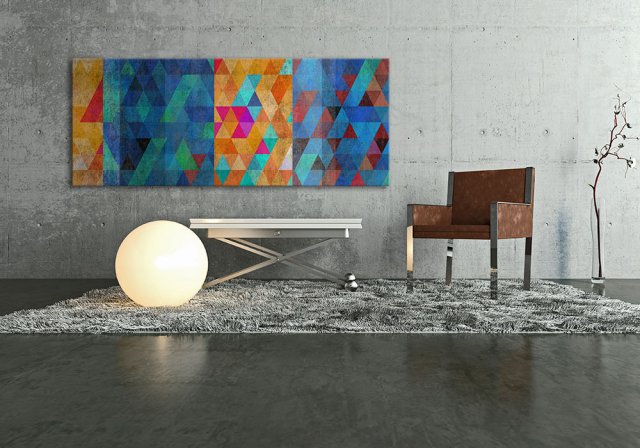 OBRAZ NA PŁÓTNIE 150x60cm TRÓJKATY