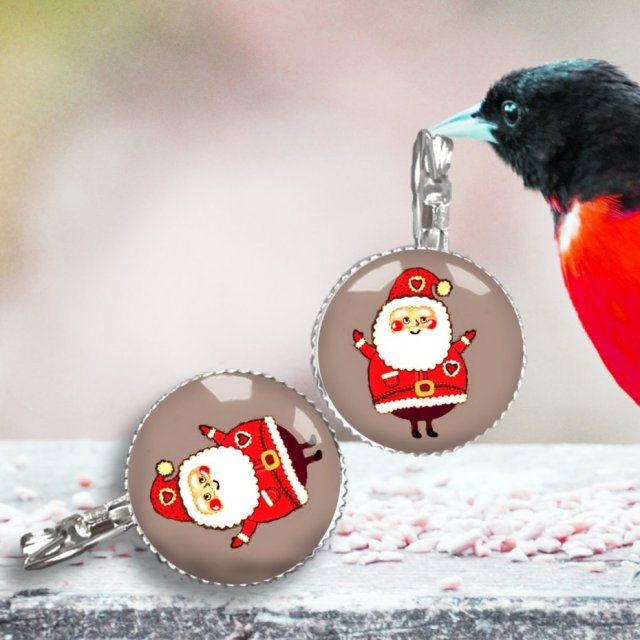 mikołaj :: kolczyki z grafiką idealne na prezent gwiazdkowy- wysyłka 1 dzień