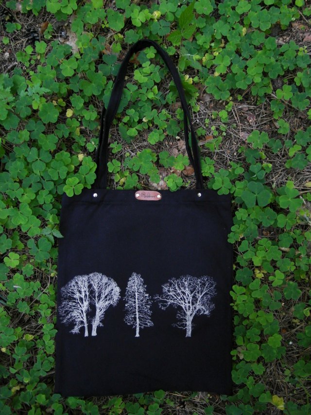 Drzewa - torba czarna z grubej bawełny