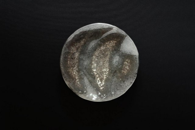 Okrągły Szklany Talerz Patera SREBRO BIEL 23 cm