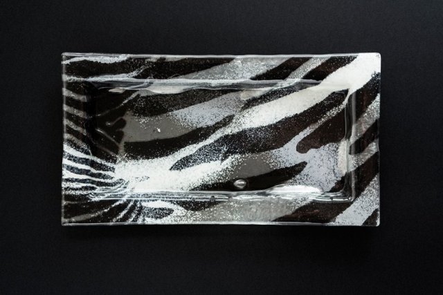 Prostokątny szklany talerz patera ZEBRA 35 x 19 cm