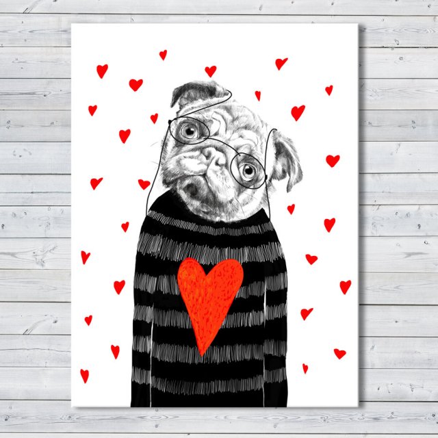 OBRAZ NA PŁÓTNIE 80x60cm  MOPS 02-130