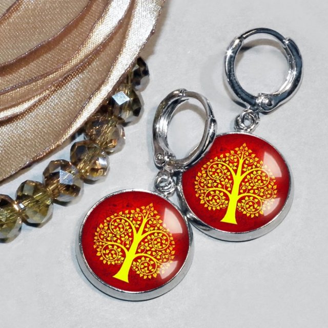 DRZEWO SERC KOLCZYKI WISZĄCE KRÓTKIE