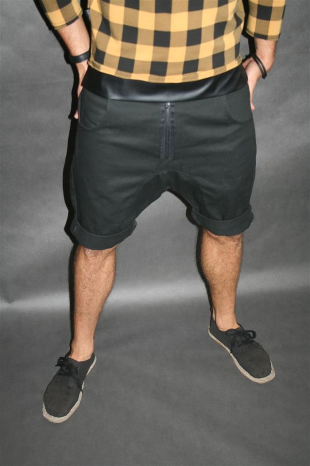 Button drill short pants krótkie spodenki czarne