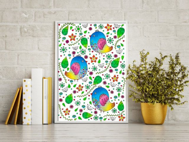 Rajskie ptaki 50x70cm