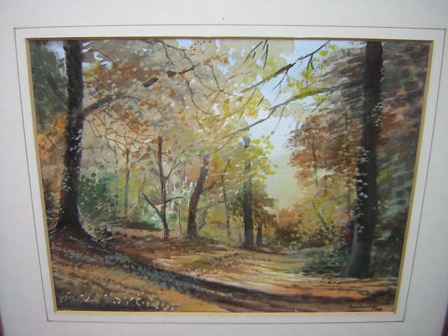 Oryginał water COLOURS  sygnowany 1994 Bainbridge Oprawiony z passpartou za szybką