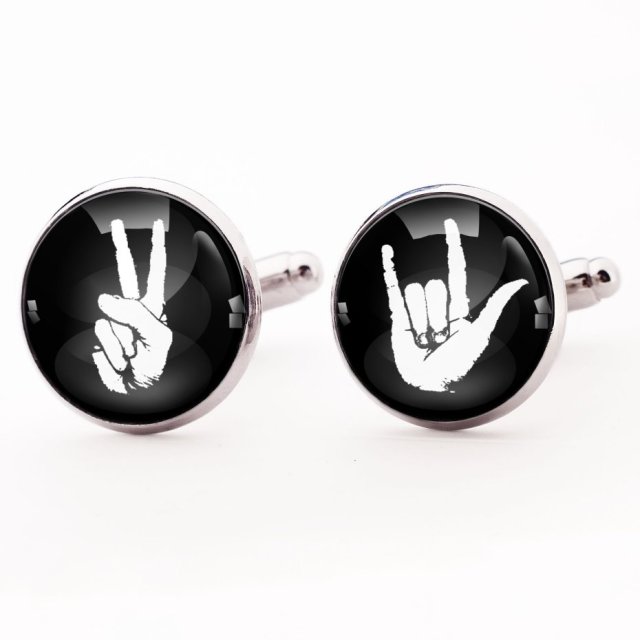 Peace & love 0813 - spinki do mankietów - Egginegg