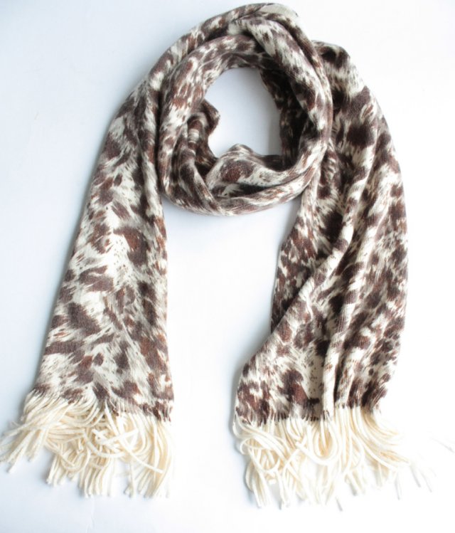 Dwustronny szal vintage piękne frędzle