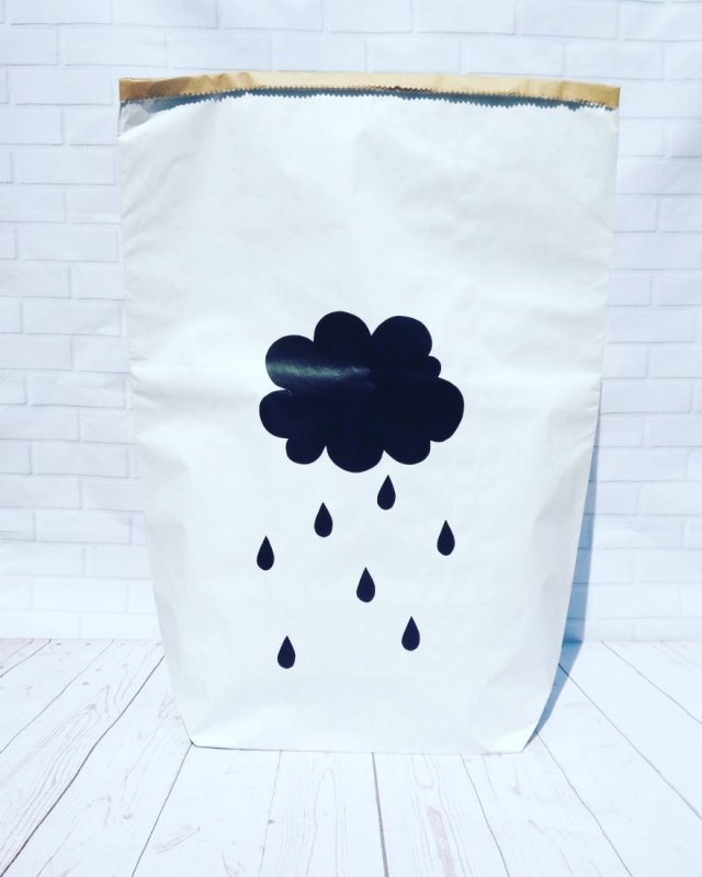 Worek papierowy  torba papierowa chmurka z deszczem  - 70 cm