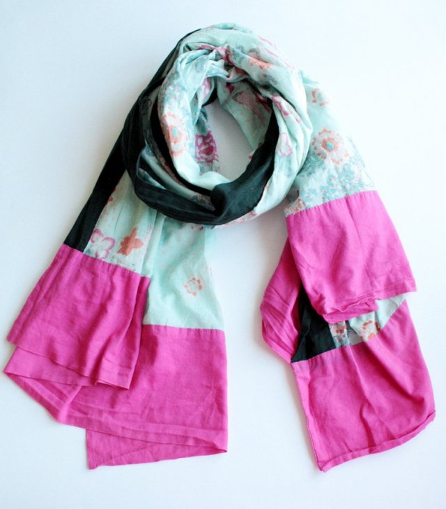 Bawełniany szal vintage łączone materiały