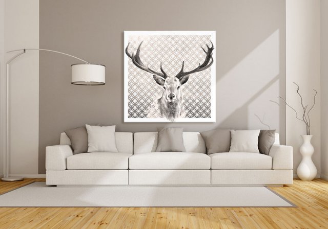 OBRAZ NA PŁÓTNIE 90x90cm  OH DEER