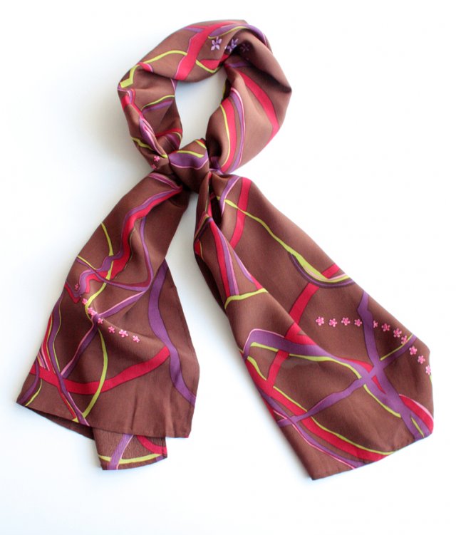 Jedwabny szal vintage mleczna czekolada