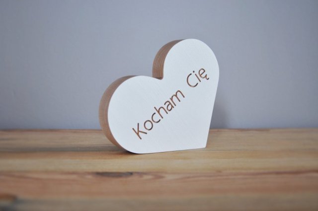 Serce z drewna "Kocham Cię"