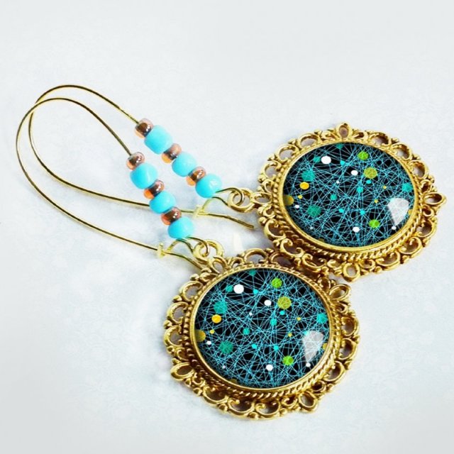 golden azure - wytworne kolczyki stylowe ozdobne