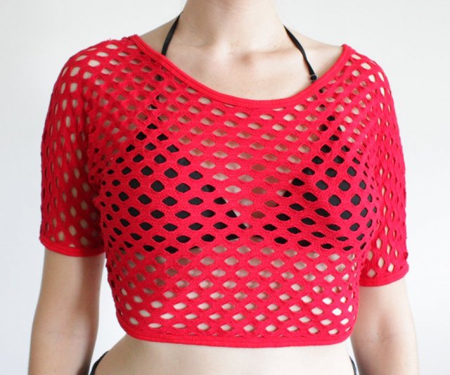 Crop top ażurowy 90s vintage