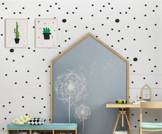 TAPETA DLA DZIECI BLACK DOTS