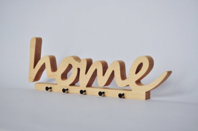 Wieszak na klucze - drewniany napis home